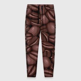Мужские брюки 3D с принтом Зёрна кофе в Екатеринбурге, 100% полиэстер | манжеты по низу, эластичный пояс регулируется шнурком, по бокам два кармана без застежек, внутренняя часть кармана из мелкой сетки | Тематика изображения на принте: beans | coffee | бобы | паттерн