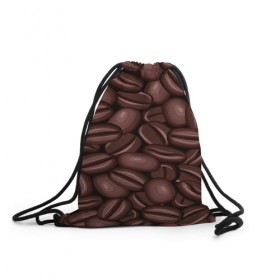 Рюкзак-мешок 3D с принтом Зёрна кофе в Екатеринбурге, 100% полиэстер | плотность ткани — 200 г/м2, размер — 35 х 45 см; лямки — толстые шнурки, застежка на шнуровке, без карманов и подкладки | beans | coffee | бобы | паттерн