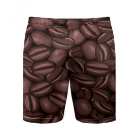Мужские шорты 3D спортивные с принтом Зёрна кофе в Екатеринбурге,  |  | Тематика изображения на принте: beans | coffee | бобы | паттерн