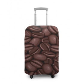 Чехол для чемодана 3D с принтом Зёрна кофе в Екатеринбурге, 86% полиэфир, 14% спандекс | двустороннее нанесение принта, прорези для ручек и колес | beans | coffee | бобы | паттерн