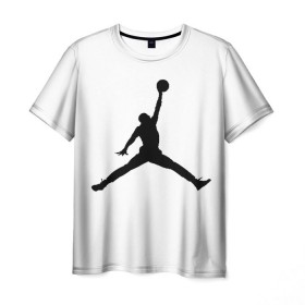 Мужская футболка 3D с принтом Michael Jordan в Екатеринбурге, 100% полиэфир | прямой крой, круглый вырез горловины, длина до линии бедер | Тематика изображения на принте: логотип майкл джордан