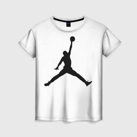 Женская футболка 3D с принтом Michael Jordan в Екатеринбурге, 100% полиэфир ( синтетическое хлопкоподобное полотно) | прямой крой, круглый вырез горловины, длина до линии бедер | логотип майкл джордан