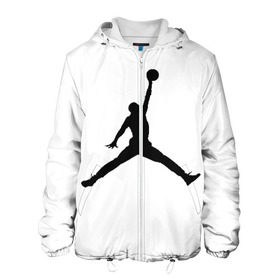 Мужская куртка 3D с принтом Michael Jordan в Екатеринбурге, ткань верха — 100% полиэстер, подклад — флис | прямой крой, подол и капюшон оформлены резинкой с фиксаторами, два кармана без застежек по бокам, один большой потайной карман на груди. Карман на груди застегивается на липучку | логотип майкл джордан