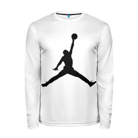 Мужской лонгслив 3D с принтом Michael Jordan в Екатеринбурге, 100% полиэстер | длинные рукава, круглый вырез горловины, полуприлегающий силуэт | логотип майкл джордан