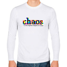 Мужской лонгслив хлопок с принтом Хаос- высшая степень порядка. в Екатеринбурге, 100% хлопок |  | chaos | order | pixel | science | пиксели | порядок | сериал | хаос | цитата