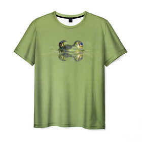 Мужская футболка 3D с принтом Лягушка в Екатеринбурге, 100% полиэфир | прямой крой, круглый вырез горловины, длина до линии бедер | болото | жаба | животные | лягушка
