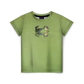 Детская футболка 3D с принтом Лягушка в Екатеринбурге, 100% гипоаллергенный полиэфир | прямой крой, круглый вырез горловины, длина до линии бедер, чуть спущенное плечо, ткань немного тянется | болото | жаба | животные | лягушка