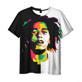 Мужская футболка 3D с принтом Bob Marley в Екатеринбурге, 100% полиэфир | прямой крой, круглый вырез горловины, длина до линии бедер | боб марли | поп арт