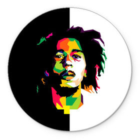 Коврик круглый с принтом Bob Marley в Екатеринбурге, резина и полиэстер | круглая форма, изображение наносится на всю лицевую часть | боб марли | поп арт