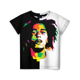 Детская футболка 3D с принтом Bob Marley в Екатеринбурге, 100% гипоаллергенный полиэфир | прямой крой, круглый вырез горловины, длина до линии бедер, чуть спущенное плечо, ткань немного тянется | боб марли | поп арт