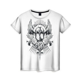 Женская футболка 3D с принтом Рыцарь тьмы в Екатеринбурге, 100% полиэфир ( синтетическое хлопкоподобное полотно) | прямой крой, круглый вырез горловины, длина до линии бедер | ад | арт | дьявол | монстр | праздник | традиция | узор | череп