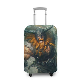 Чехол для чемодана 3D с принтом Olaf в Екатеринбурге, 86% полиэфир, 14% спандекс | двустороннее нанесение принта, прорези для ручек и колес | league of legends | lol | olaf | viking | викинг | лига легенд | лол | олаф