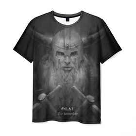 Мужская футболка 3D с принтом Олаф в Екатеринбурге, 100% полиэфир | прямой крой, круглый вырез горловины, длина до линии бедер | league of legends | lol | olaf | viking | викинг | лига легенд | лол | олаф
