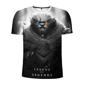 Мужская футболка 3D спортивная с принтом Rengar LoL в Екатеринбурге, 100% полиэстер с улучшенными характеристиками | приталенный силуэт, круглая горловина, широкие плечи, сужается к линии бедра | Тематика изображения на принте: league of legends | lol | rengar | лига легенд | лол | ренгар | тигр