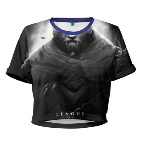 Женская футболка 3D укороченная с принтом Rengar LoL в Екатеринбурге, 100% полиэстер | круглая горловина, длина футболки до линии талии, рукава с отворотами | league of legends | lol | rengar | лига легенд | лол | ренгар | тигр