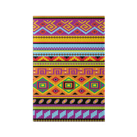 Обложка для паспорта матовая кожа с принтом Этнический орнамент в Екатеринбурге, натуральная матовая кожа | размер 19,3 х 13,7 см; прозрачные пластиковые крепления | пестрый | разноцветный | яркий