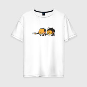 Женская футболка хлопок Oversize с принтом Криминальное чтиво в Екатеринбурге, 100% хлопок | свободный крой, круглый ворот, спущенный рукав, длина до линии бедер
 | криминальное чтиво | тарантино | фильм