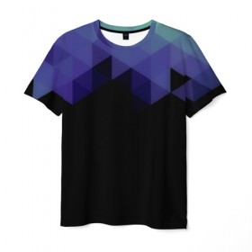 Мужская футболка 3D с принтом Trianse Blue в Екатеринбурге, 100% полиэфир | прямой крой, круглый вырез горловины, длина до линии бедер | blue | абстракция | бумага | геометрия | грани | изгиб | линии | оптические | полигоны | полосы | постель | розовый | синий | сочетания | текстура | треугольники