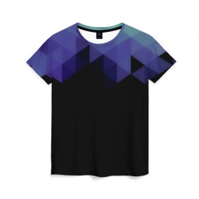 Женская футболка 3D с принтом Trianse Blue в Екатеринбурге, 100% полиэфир ( синтетическое хлопкоподобное полотно) | прямой крой, круглый вырез горловины, длина до линии бедер | blue | абстракция | бумага | геометрия | грани | изгиб | линии | оптические | полигоны | полосы | постель | розовый | синий | сочетания | текстура | треугольники