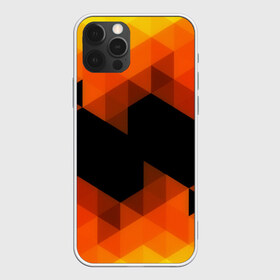 Чехол для iPhone 12 Pro Max с принтом Trianse Orange в Екатеринбурге, Силикон |  | Тематика изображения на принте: оранжевый | полигоны | треугольники | черный