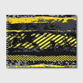 Альбом для рисования с принтом Grunge Line в Екатеринбурге, 100% бумага
 | матовая бумага, плотность 200 мг. | Тематика изображения на принте: желтый | полосы | серый | черный