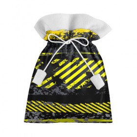 Подарочный 3D мешок с принтом Grunge Line в Екатеринбурге, 100% полиэстер | Размер: 29*39 см | Тематика изображения на принте: желтый | полосы | серый | черный