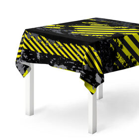Скатерть 3D с принтом Grunge Line в Екатеринбурге, 100% полиэстер (ткань не мнется и не растягивается) | Размер: 150*150 см | желтый | полосы | серый | черный