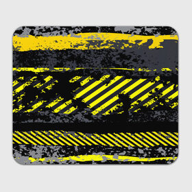 Коврик прямоугольный с принтом Grunge Line в Екатеринбурге, натуральный каучук | размер 230 х 185 мм; запечатка лицевой стороны | Тематика изображения на принте: желтый | полосы | серый | черный