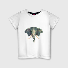 Детская футболка хлопок с принтом Индийский слон в Екатеринбурге, 100% хлопок | круглый вырез горловины, полуприлегающий силуэт, длина до линии бедер | Тематика изображения на принте: 