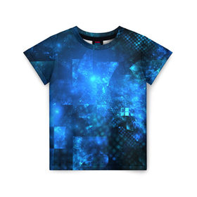 Детская футболка 3D с принтом геометрия в Екатеринбурге, 100% гипоаллергенный полиэфир | прямой крой, круглый вырез горловины, длина до линии бедер, чуть спущенное плечо, ткань немного тянется | геометрия | звезды | космос | море | небо | синий | текстура