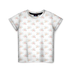 Детская футболка 3D с принтом Нежные цветы в Екатеринбурге, 100% гипоаллергенный полиэфир | прямой крой, круглый вырез горловины, длина до линии бедер, чуть спущенное плечо, ткань немного тянется | розы
