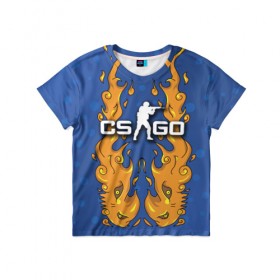 Детская футболка 3D с принтом Fire Elemental в Екатеринбурге, 100% гипоаллергенный полиэфир | прямой крой, круглый вырез горловины, длина до линии бедер, чуть спущенное плечо, ткань немного тянется | Тематика изображения на принте: counter | cs | cs:go | go | strike | дух | огня