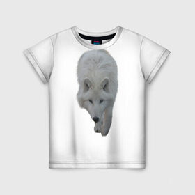Детская футболка 3D с принтом Белый волк в Екатеринбурге, 100% гипоаллергенный полиэфир | прямой крой, круглый вырез горловины, длина до линии бедер, чуть спущенное плечо, ткань немного тянется | 