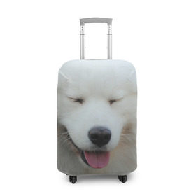 Чехол для чемодана 3D с принтом Самоед в Екатеринбурге, 86% полиэфир, 14% спандекс | двустороннее нанесение принта, прорези для ручек и колес | далматин | лабрадор | любимец | овчарка | пес | питомец | самоед | собака | собачка | щенок