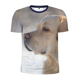 Мужская футболка 3D спортивная с принтом Лабрадор в Екатеринбурге, 100% полиэстер с улучшенными характеристиками | приталенный силуэт, круглая горловина, широкие плечи, сужается к линии бедра | Тематика изображения на принте: далматин | далматинец | дворняга | лабрадор | любимец | овчарка | пес | питомец | самоед | собака | собачка | щенок