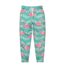 Мужские брюки 3D с принтом flamingo в Екатеринбурге, 100% полиэстер | манжеты по низу, эластичный пояс регулируется шнурком, по бокам два кармана без застежек, внутренняя часть кармана из мелкой сетки | flamingo | абстракция | фламинго