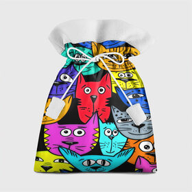 Подарочный 3D мешок с принтом Кот в Екатеринбурге, 100% полиэстер | Размер: 29*39 см | Тематика изображения на принте: кошки | паттерн | разноцветный | яркий