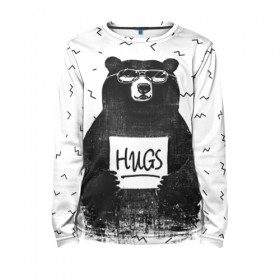 Детский лонгслив 3D с принтом Bear Hugs в Екатеринбурге, 100% полиэстер | длинные рукава, круглый вырез горловины, полуприлегающий силуэт
 | animal | bear | beast | fashion | funny | hipster | hugs | nature | style | животное | зверь | медведь | мода | объятья | прикол | природа | стиль | хипстер
