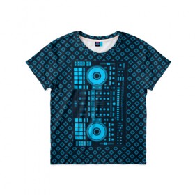 Детская футболка 3D с принтом DJ Vinyl в Екатеринбурге, 100% гипоаллергенный полиэфир | прямой крой, круглый вырез горловины, длина до линии бедер, чуть спущенное плечо, ткань немного тянется | Тематика изображения на принте: 