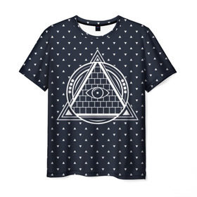 Мужская футболка 3D с принтом Illuminati в Екатеринбурге, 100% полиэфир | прямой крой, круглый вырез горловины, длина до линии бедер | illuminati | pyramid | загадка | иллюминаты | око | пирамида | просвещение | просвещенные | тайна