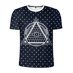 Мужская футболка 3D спортивная с принтом Illuminati в Екатеринбурге, 100% полиэстер с улучшенными характеристиками | приталенный силуэт, круглая горловина, широкие плечи, сужается к линии бедра | Тематика изображения на принте: illuminati | pyramid | загадка | иллюминаты | око | пирамида | просвещение | просвещенные | тайна