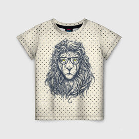 Детская футболка 3D с принтом SWAG Lion в Екатеринбурге, 100% гипоаллергенный полиэфир | прямой крой, круглый вырез горловины, длина до линии бедер, чуть спущенное плечо, ткань немного тянется | animal | cat | hipster | king | lion | животное | зверь | король | лев | очки | хипстер