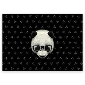 Поздравительная открытка с принтом Умная панда в Екатеринбурге, 100% бумага | плотность бумаги 280 г/м2, матовая, на обратной стороне линовка и место для марки
 | animal | bear | beast | hipster | panda | smart | животное | зверь | медведь | очки | панда | свэг | умный | хипстер