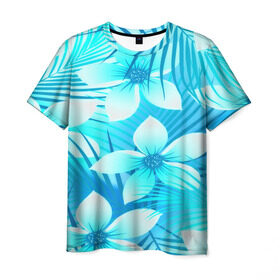 Мужская футболка 3D с принтом Tropical Flower в Екатеринбурге, 100% полиэфир | прямой крой, круглый вырез горловины, длина до линии бедер | flower | паттерн | цветы | яркий