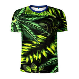 Мужская футболка 3D спортивная с принтом Листья в Екатеринбурге, 100% полиэстер с улучшенными характеристиками | приталенный силуэт, круглая горловина, широкие плечи, сужается к линии бедра | зеленый | листва | паттерн