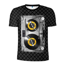 Мужская футболка 3D спортивная с принтом DJ Tape в Екатеринбурге, 100% полиэстер с улучшенными характеристиками | приталенный силуэт, круглая горловина, широкие плечи, сужается к линии бедра | dj | equalizer | music | retro | sound | tape | диджей | кассета | меломан | музыка | пленка | ретро | эквалайзер