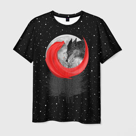 Мужская футболка 3D с принтом Красная шапочка в Екатеринбурге, 100% полиэфир | прямой крой, круглый вырез горловины, длина до линии бедер | animal | beast | girl | moon | rage | roar | space | star | wolf | волк | девушка | животное | зверь | космос | красная | луна | рык | сказка | шапочка | ярость