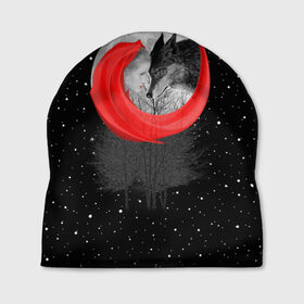 Шапка 3D с принтом Красная шапочка в Екатеринбурге, 100% полиэстер | универсальный размер, печать по всей поверхности изделия | animal | beast | girl | moon | rage | roar | space | star | wolf | волк | девушка | животное | зверь | космос | красная | луна | рык | сказка | шапочка | ярость