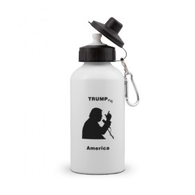 Бутылка спортивная с принтом Дональд Трамп в Екатеринбурге, металл | емкость — 500 мл, в комплекте две пластиковые крышки и карабин для крепления | Тематика изображения на принте: 