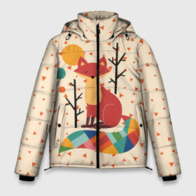 Мужская зимняя куртка 3D с принтом Осенняя лисичка в Екатеринбурге, верх — 100% полиэстер; подкладка — 100% полиэстер; утеплитель — 100% полиэстер | длина ниже бедра, свободный силуэт Оверсайз. Есть воротник-стойка, отстегивающийся капюшон и ветрозащитная планка. 

Боковые карманы с листочкой на кнопках и внутренний карман на молнии. | Тематика изображения на принте: animal | beast | cat | fox | kitty | nature | orange | животное | зверь | кот | котик | кошка | лиса | лисичка | оранжевая | осень | природа